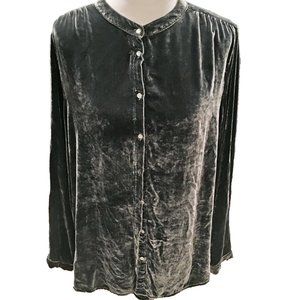 carbon2colbalt Gray Silk Button Down Blouse